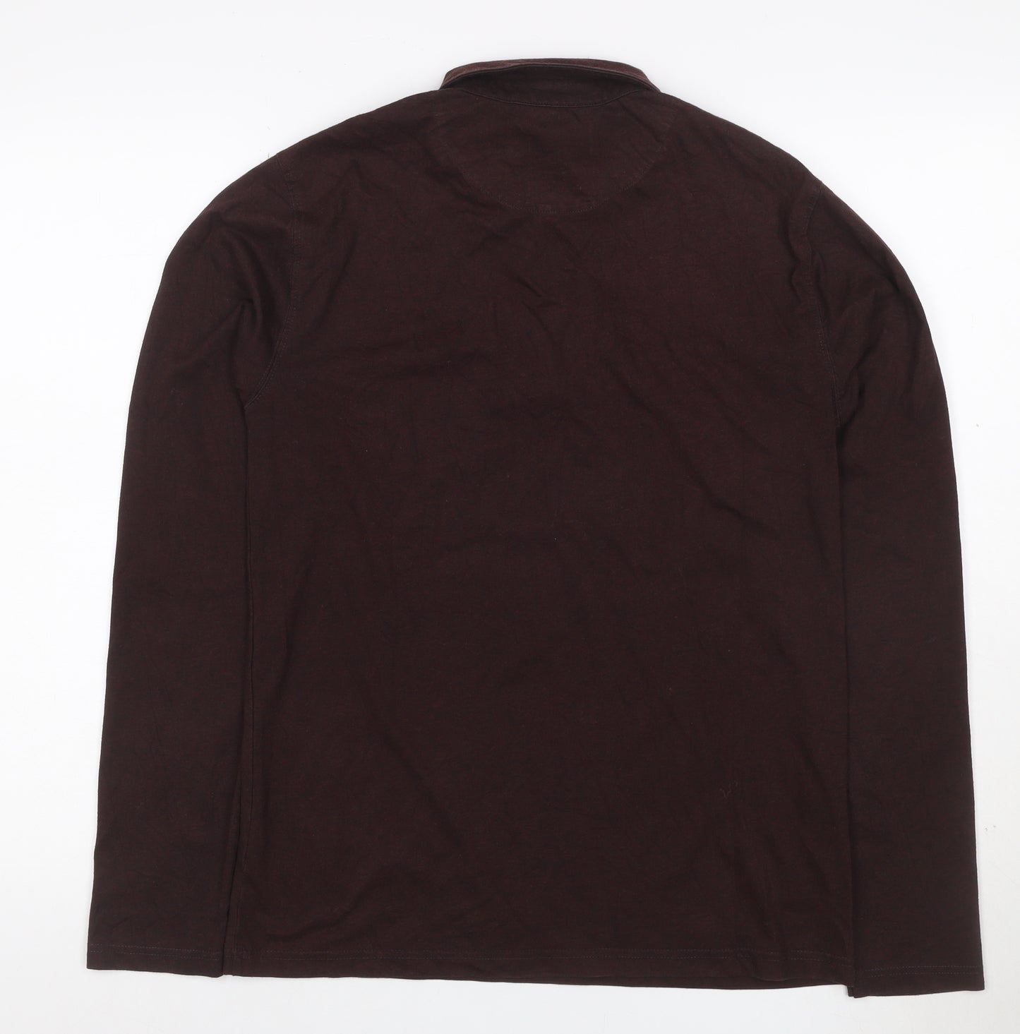 Fairlane & Sons Men’s Brown S Long Sleeve Button Polo Shirt