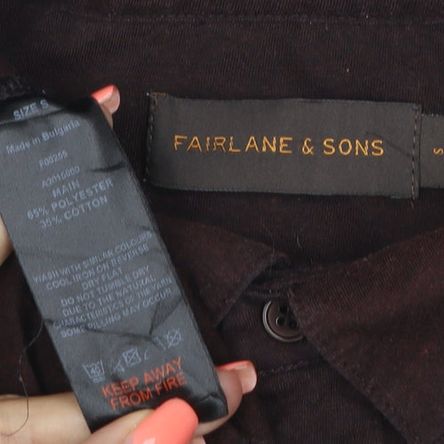Fairlane & Sons Men’s Brown S Long Sleeve Button Polo Shirt