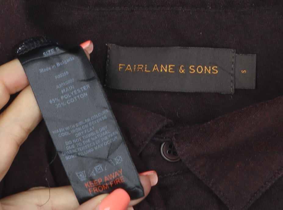 Fairlane & Sons Men’s Brown S Long Sleeve Button Polo Shirt