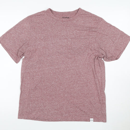 Pull&Bear Men’s Pink Marl Cotton Crew Neck Short Sleeve T-Shirt M