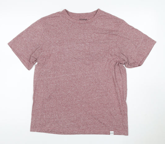 Pull&Bear Men’s Pink Marl Cotton Crew Neck Short Sleeve T-Shirt M