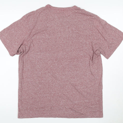 Pull&Bear Men’s Pink Marl Cotton Crew Neck Short Sleeve T-Shirt M