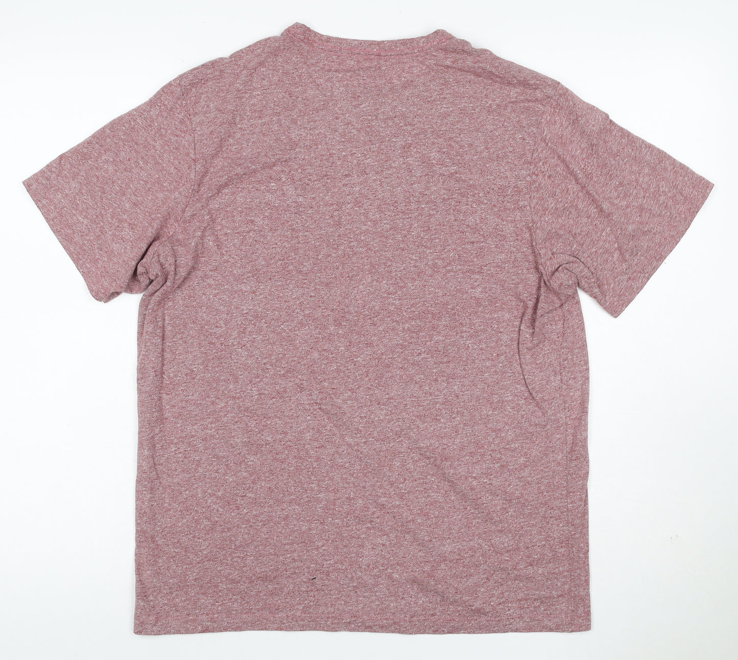 Pull&Bear Men’s Pink Marl Cotton Crew Neck Short Sleeve T-Shirt M