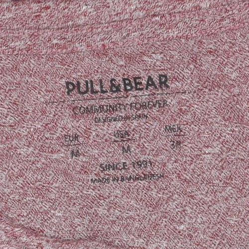 Pull&Bear Men’s Pink Marl Cotton Crew Neck Short Sleeve T-Shirt M