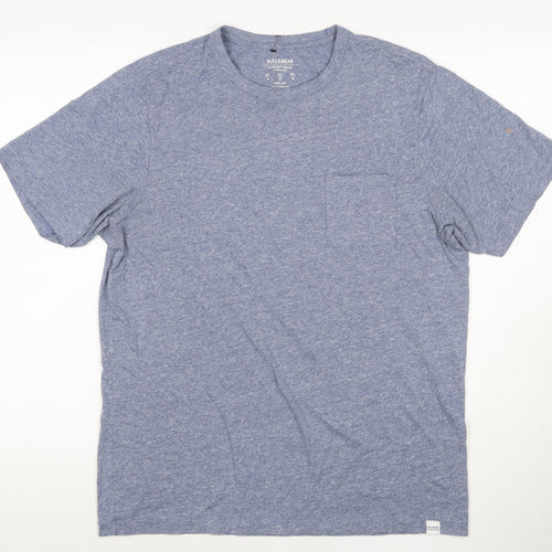 Pull&Bear Men's Blue Marl Pocket Crew Neck Short Sleeve T-Shirt M