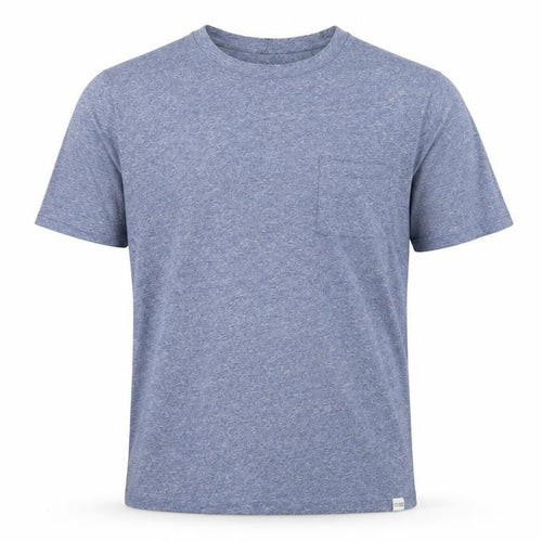 Pull&Bear Men's Blue Marl Pocket Crew Neck Short Sleeve T-Shirt M