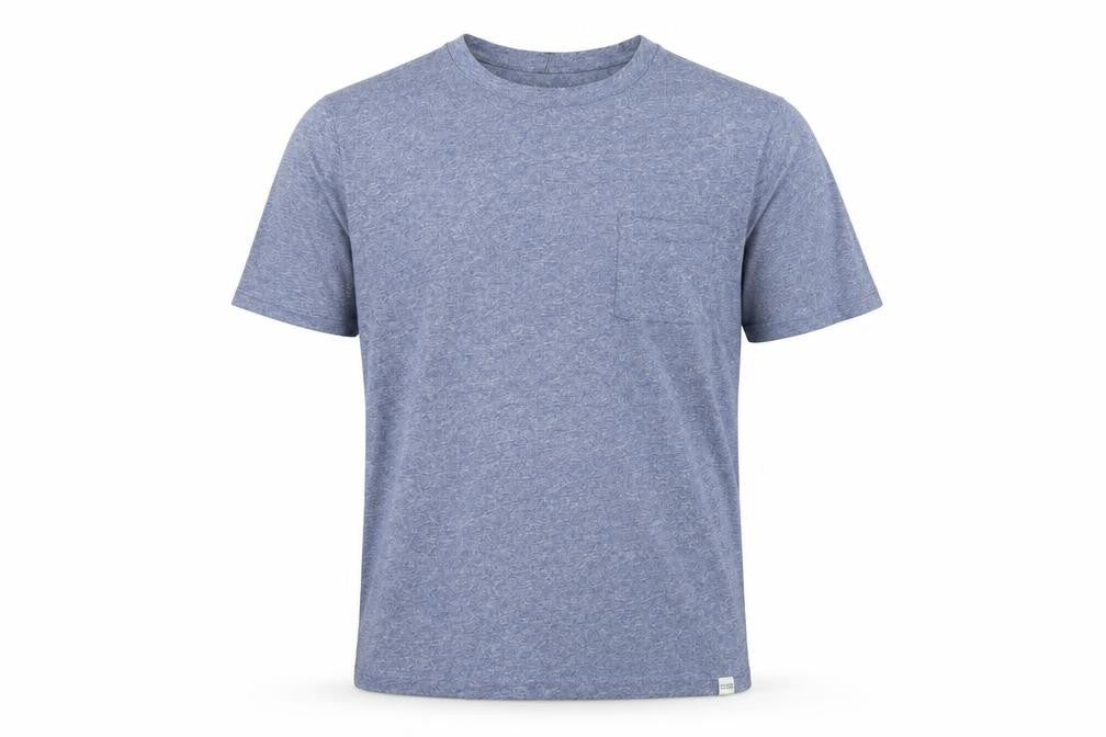 Pull&Bear Men's Blue Marl Pocket Crew Neck Short Sleeve T-Shirt M