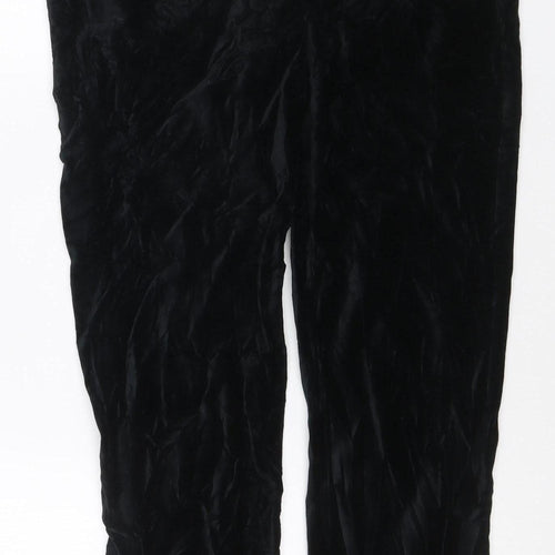 Marks & Spencer Women Black UK 10 Regular Velour Jogger Trousers