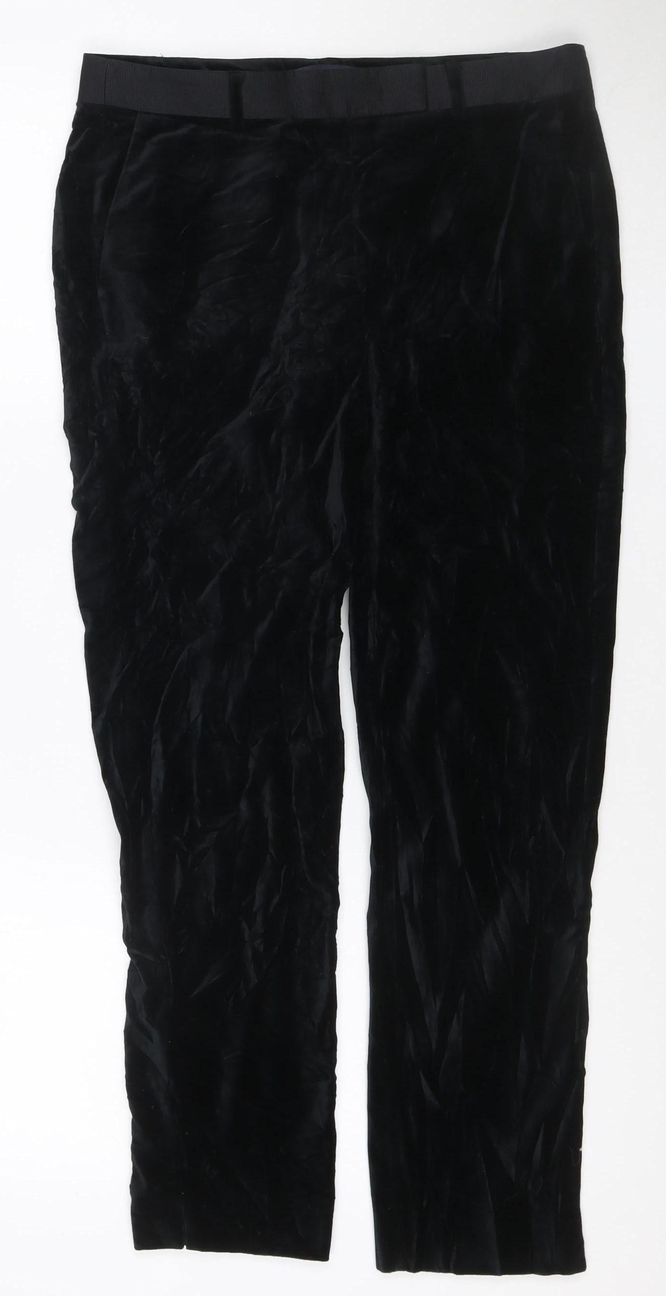 Marks & Spencer Women Black UK 10 Regular Velour Jogger Trousers