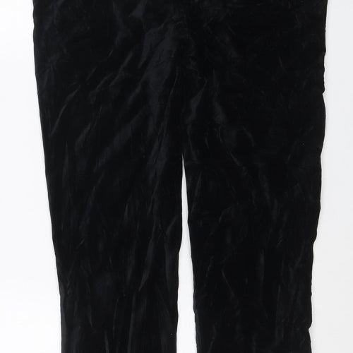 Marks & Spencer Women Black UK 10 Regular Velour Jogger Trousers