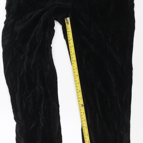 Marks & Spencer Women Black UK 10 Regular Velour Jogger Trousers