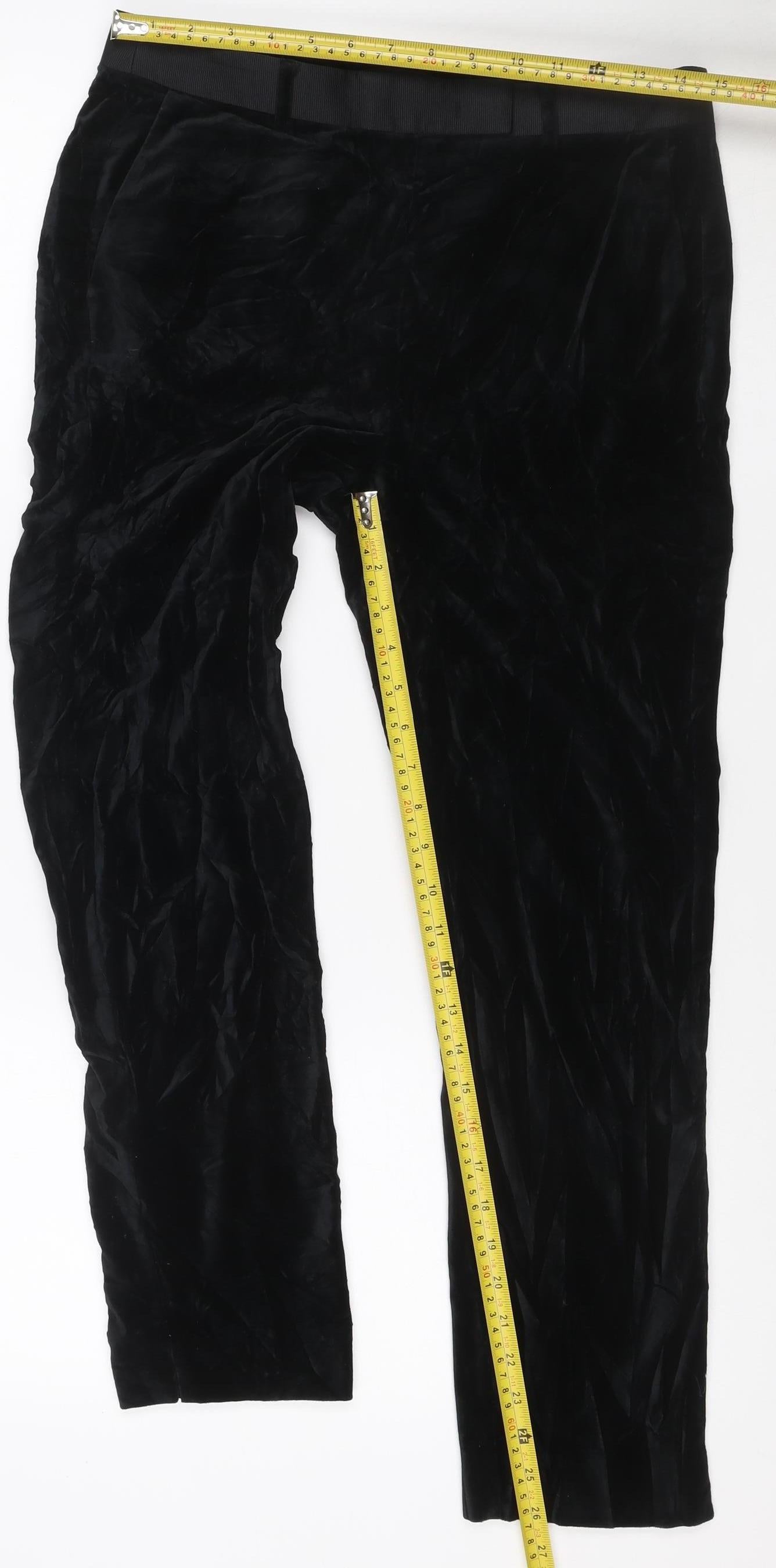 Marks & Spencer Women Black UK 10 Regular Velour Jogger Trousers