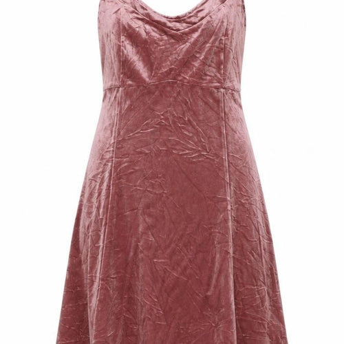 Hollister Women Pink M Velvet Fit & Flare Strappy Mini Party Dress