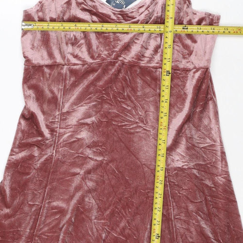 Hollister Women Pink M Velvet Fit & Flare Strappy Mini Party Dress