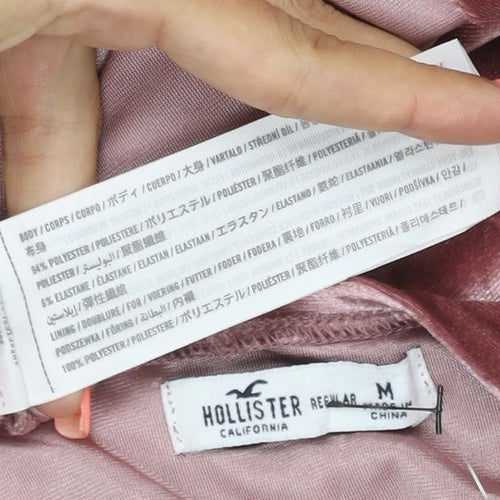 Hollister Women Pink M Velvet Fit & Flare Strappy Mini Party Dress