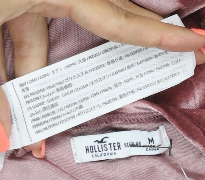 Hollister Women Pink M Velvet Fit & Flare Strappy Mini Party Dress