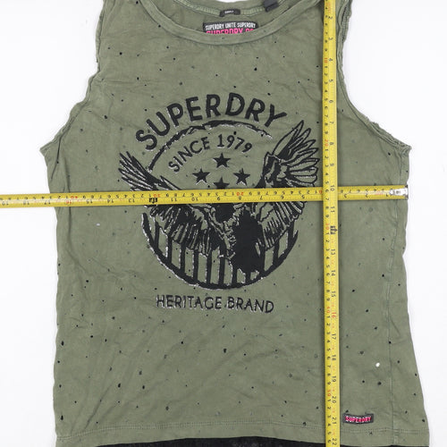 Superdry Women Green S Lace Hem Eagle Graphic Tank Top