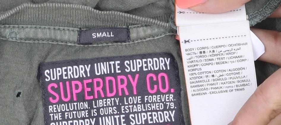 Superdry Women Green S Lace Hem Eagle Graphic Tank Top