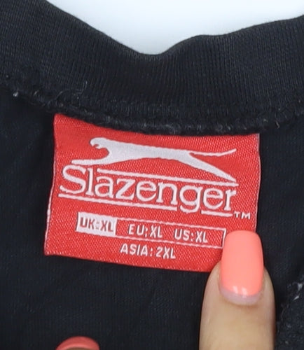Slazenger Men's Black XL Sleeveless Cotton Racerback Sports T-Shirt
