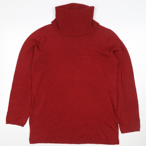 Coldwater Creek Women Red L Roll Neck Knit Pullover Jumper