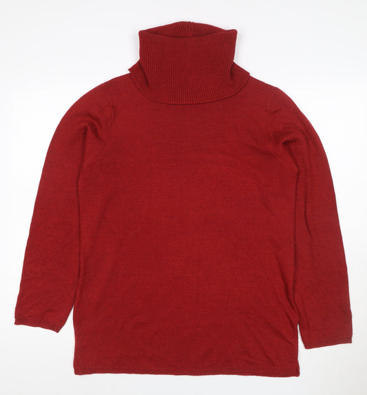 Coldwater Creek Women Red L Roll Neck Knit Pullover Jumper