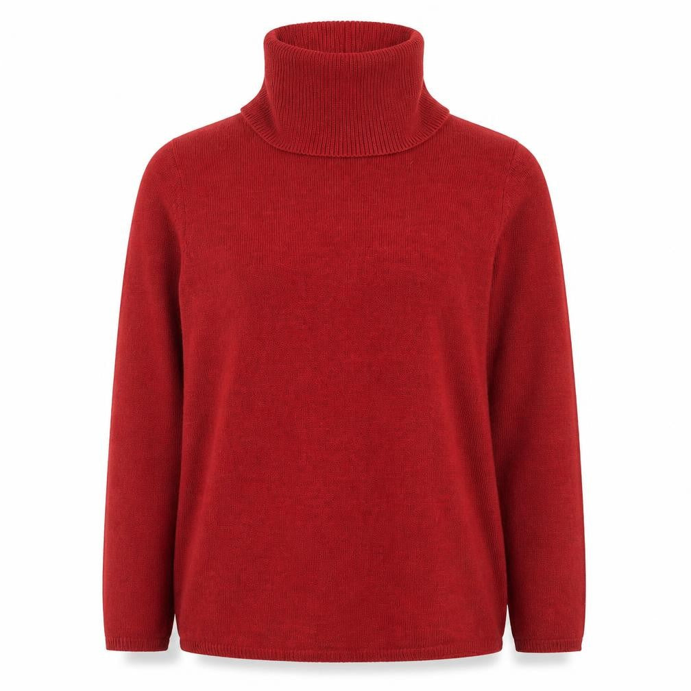 Front view of Coldwater Creek Women Red L Roll Neck Knit jumper