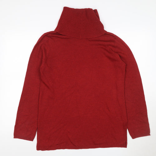 Coldwater Creek Women Red L Roll Neck Knit Pullover Jumper