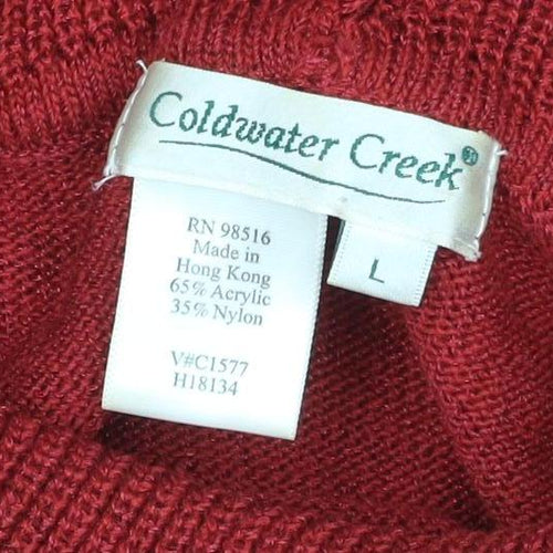 Coldwater Creek Women Red L Roll Neck Knit Pullover Jumper