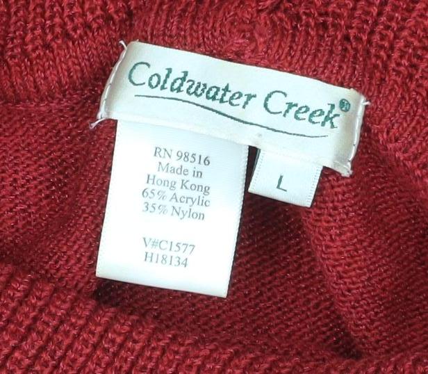 Coldwater Creek Women Red L Roll Neck Knit Pullover Jumper