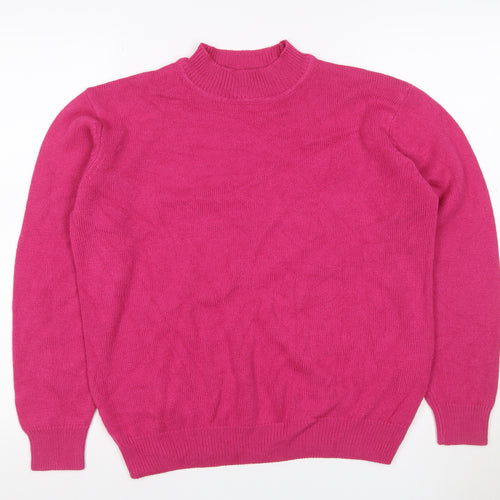 Damart Women’s Pink Mock Neck Acrylic Knit Jumper UK 14/16