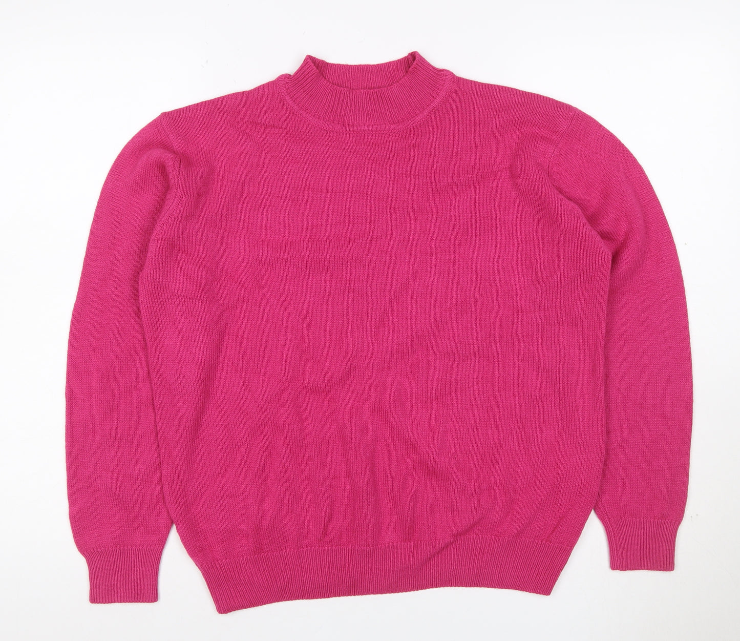 Damart Women’s Pink Mock Neck Acrylic Knit Jumper UK 14/16
