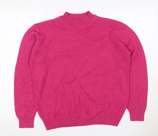 Damart Women’s Pink Mock Neck Acrylic Knit Jumper UK 14/16