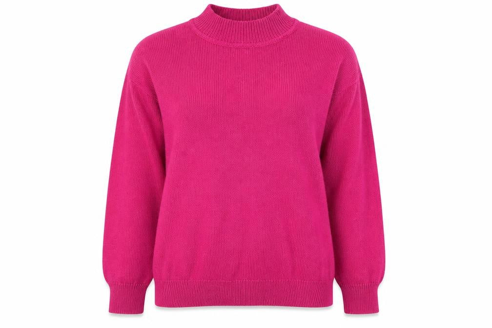 Damart Women’s Pink Mock Neck Acrylic Knit Jumper UK 14/16