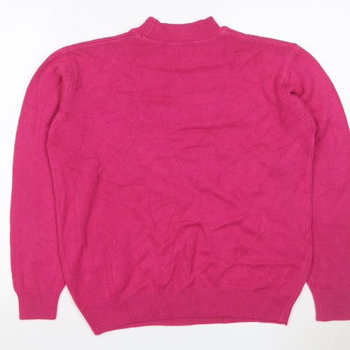 Damart Women’s Pink Mock Neck Acrylic Knit Jumper UK 14/16