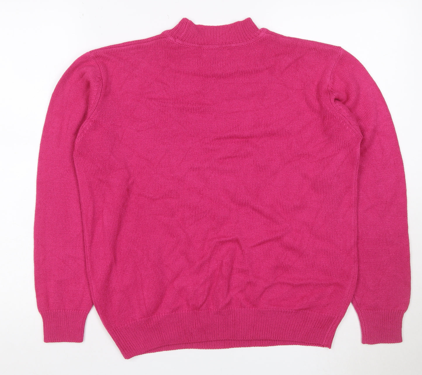 Damart Women’s Pink Mock Neck Acrylic Knit Jumper UK 14/16