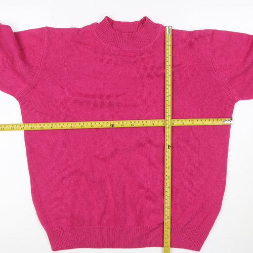 Damart Women’s Pink Mock Neck Acrylic Knit Jumper UK 14/16