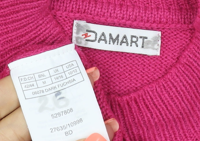 Damart Women’s Pink Mock Neck Acrylic Knit Jumper UK 14/16