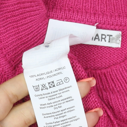 Damart Women’s Pink Mock Neck Acrylic Knit Jumper UK 14/16