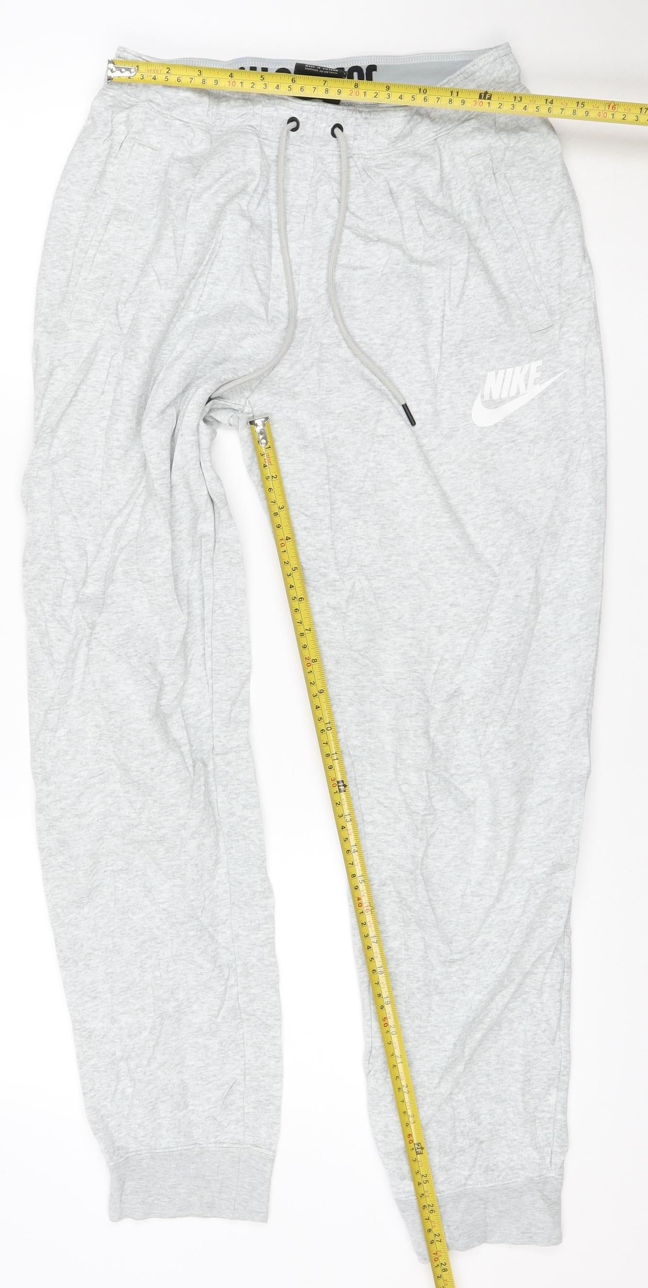 Nike Men’s Grey M Jogger Sweatpants Fleece Drawstring Logo