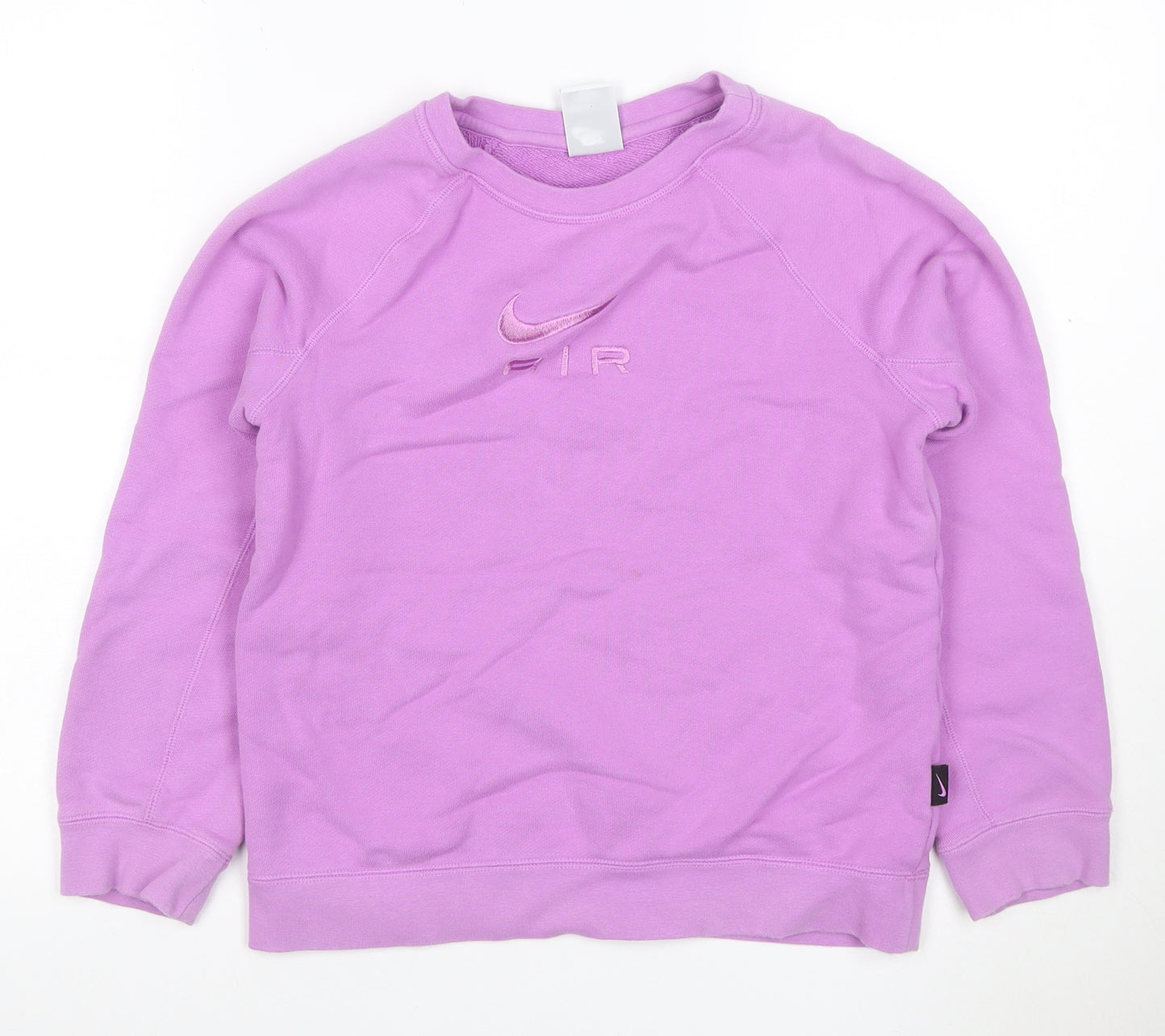 Nike Girls Purple 158cm Air Logo Embroidered Crew Neck Sweatshirt