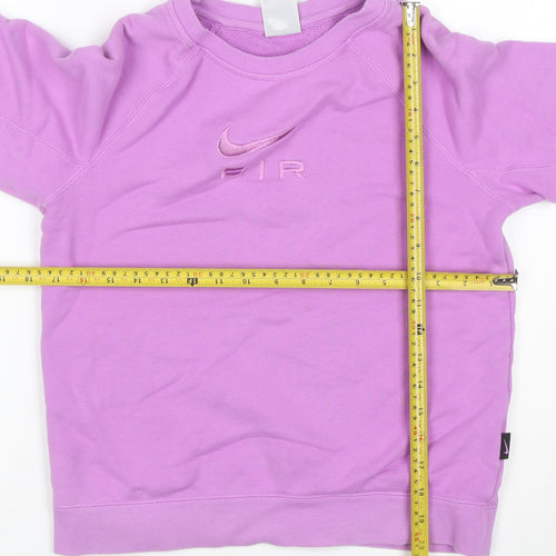 Nike Girls Purple 158cm Air Logo Embroidered Crew Neck Sweatshirt
