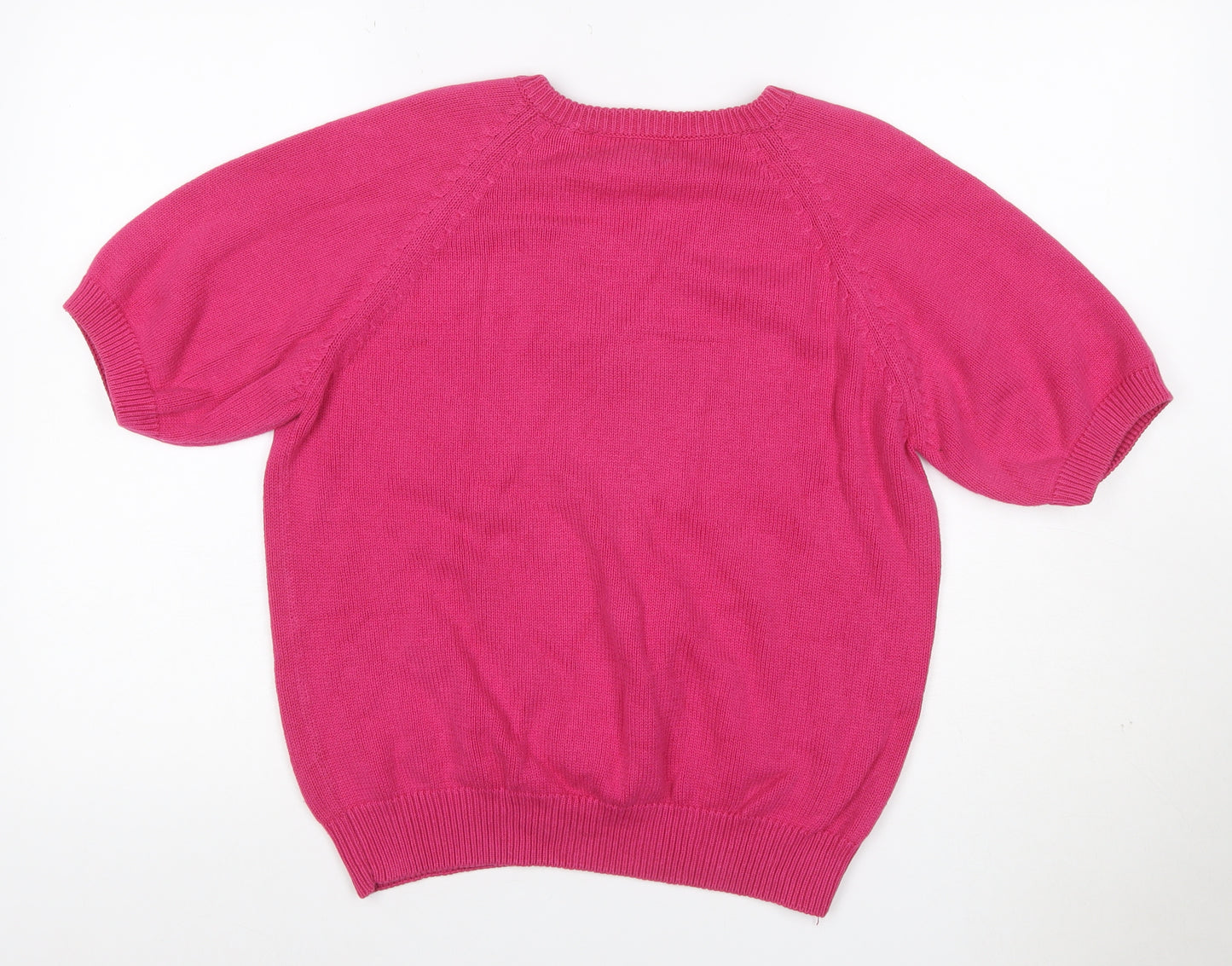 Hunt Club Women’s Pink S Cotton V-Neck Short Sleeve Knit Jumper