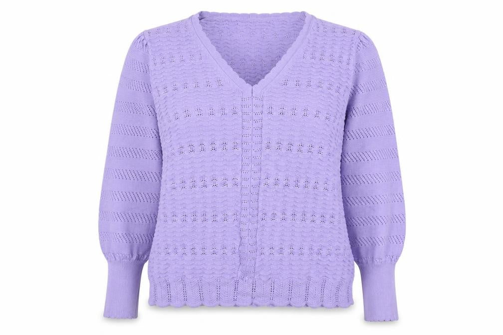 Per Una Women Purple Open Knit V-Neck Cardigan Size 18
