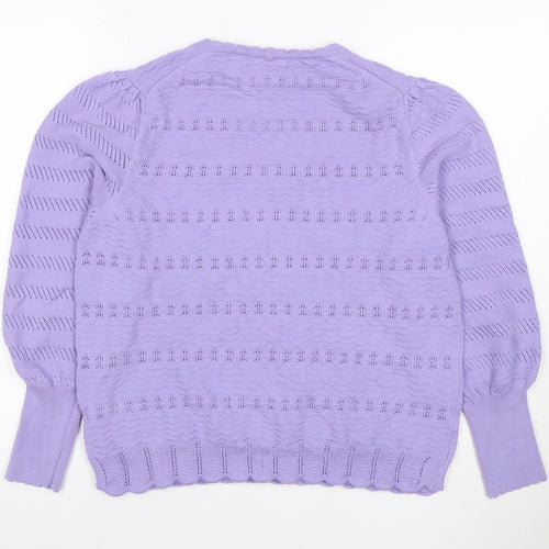 Per Una Women Purple Open Knit V-Neck Cardigan Size 18