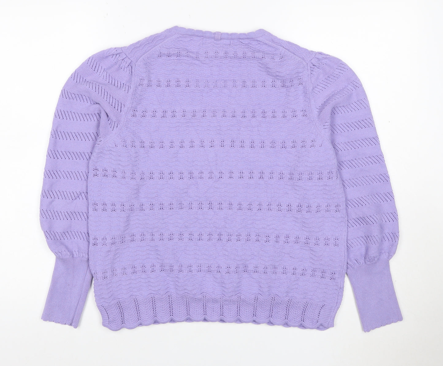 Per Una Women Purple Open Knit V-Neck Cardigan Size 18
