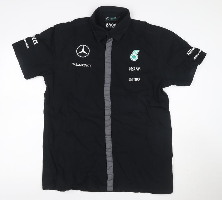 Hugo Boss Men’s Black L Mercedes AMG Petronas F1 Button-Up Shirt