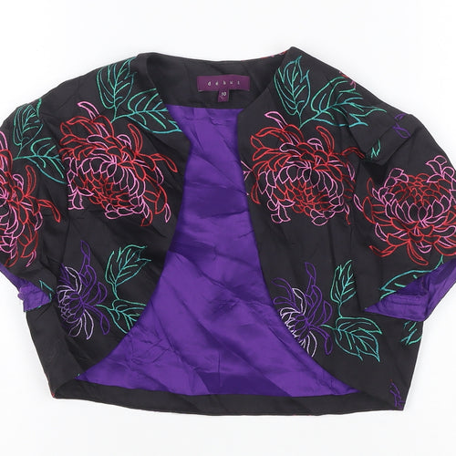 Debut Women’s Multicoloured Floral Embroidered Cropped Blazer UK 10