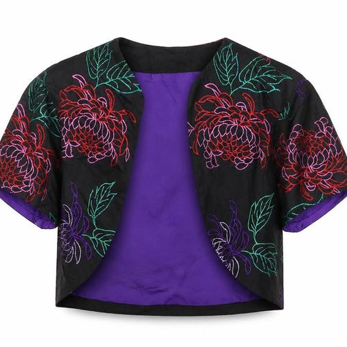 Debut Women’s Multicoloured Floral Embroidered Cropped Blazer UK 10