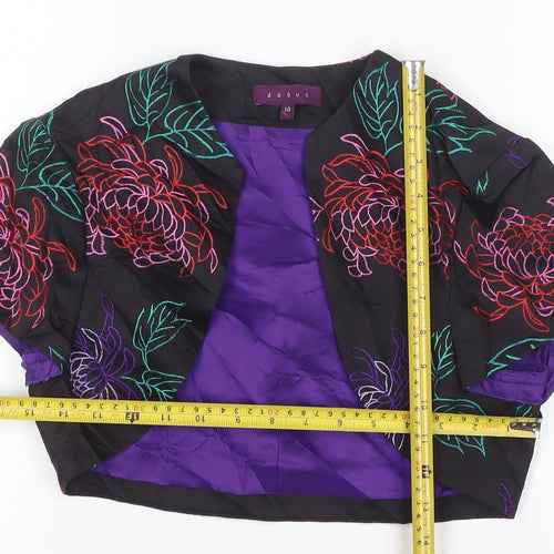 Debut Women’s Multicoloured Floral Embroidered Cropped Blazer UK 10