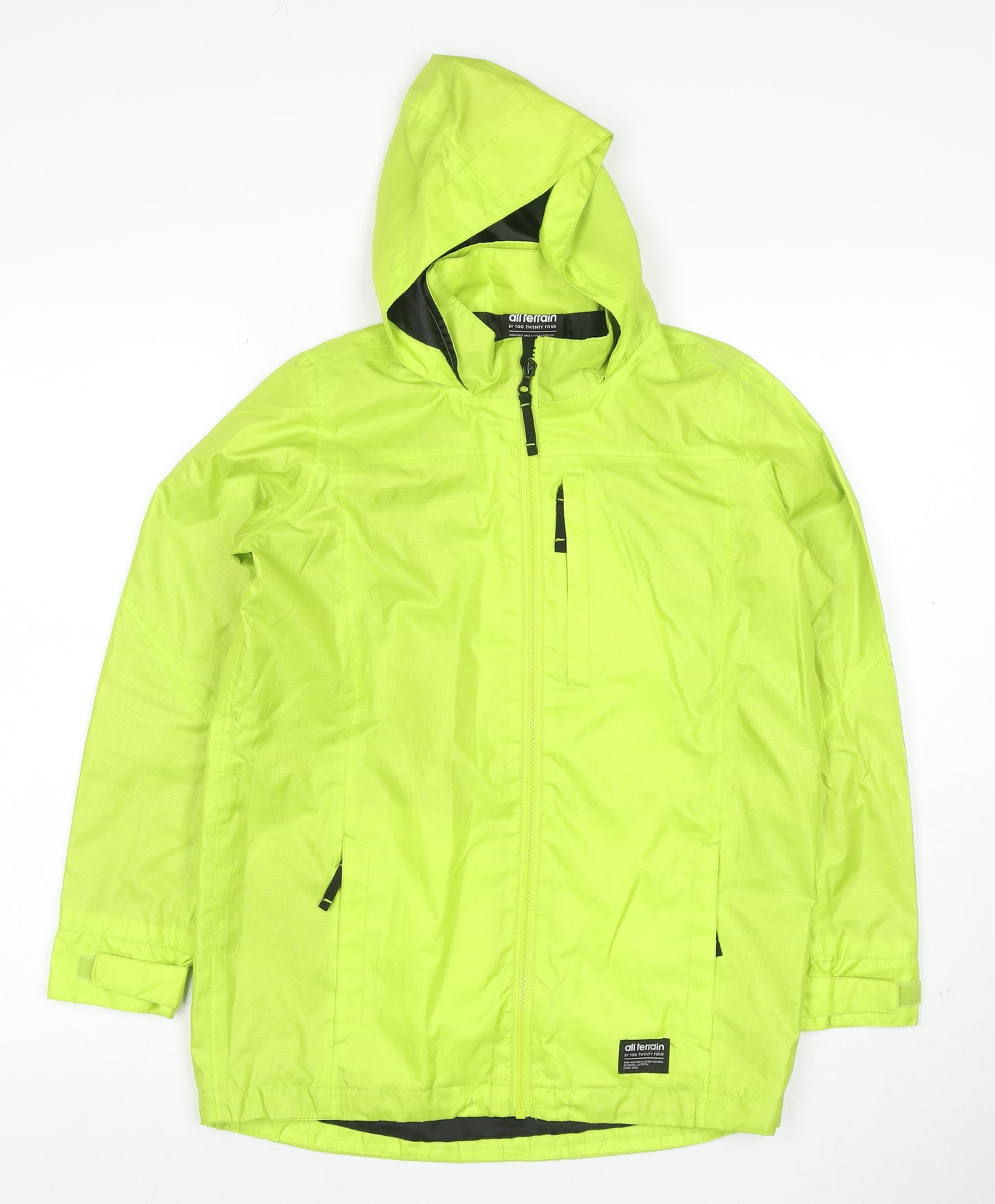 All Terrain Boys Green 13 Years Hooded Ski Jacket Full Zip